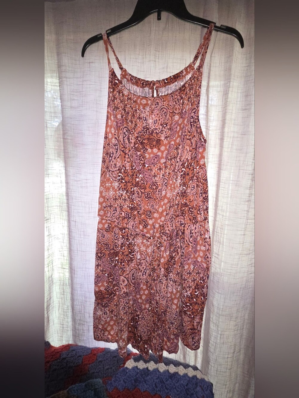 Maurices Sleeveless Paisley Shorts Romper in Rust Pink